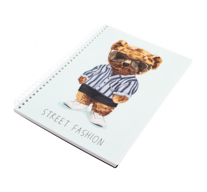 Блокнот "Pets Fashion: Bear" А5, пластикова обкладинка, ПВХ спіраль, 80 арк., клітинка