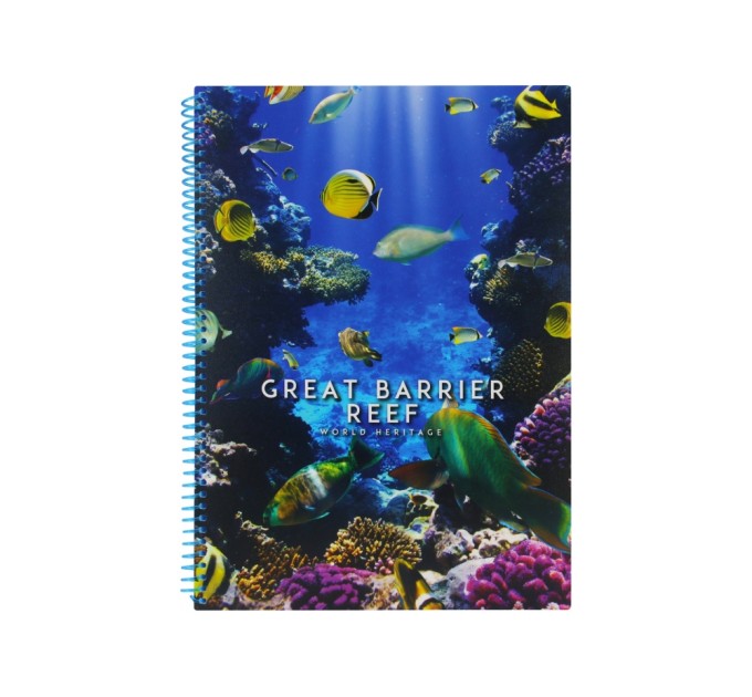 Блокнот "World: Reef", A4 (200х285), пластикова обкладинка, ПВХ спіраль, 80 арк., клітинка