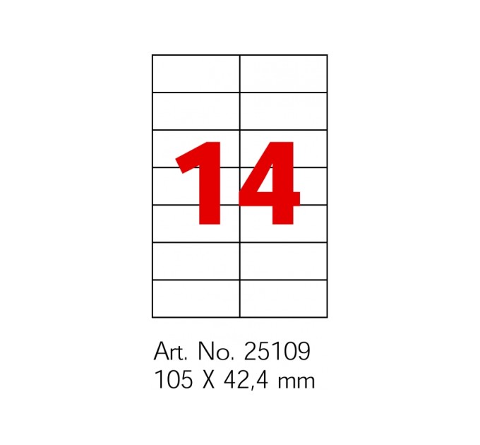 Етикетки самоклеючі, білі, А4, 100 арк/пач, на аркуші 14шт. ( O25109 )