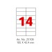 Етикетки самоклеючі, білі, А4, 100 арк/пач, на аркуші 14шт. ( O25109 )