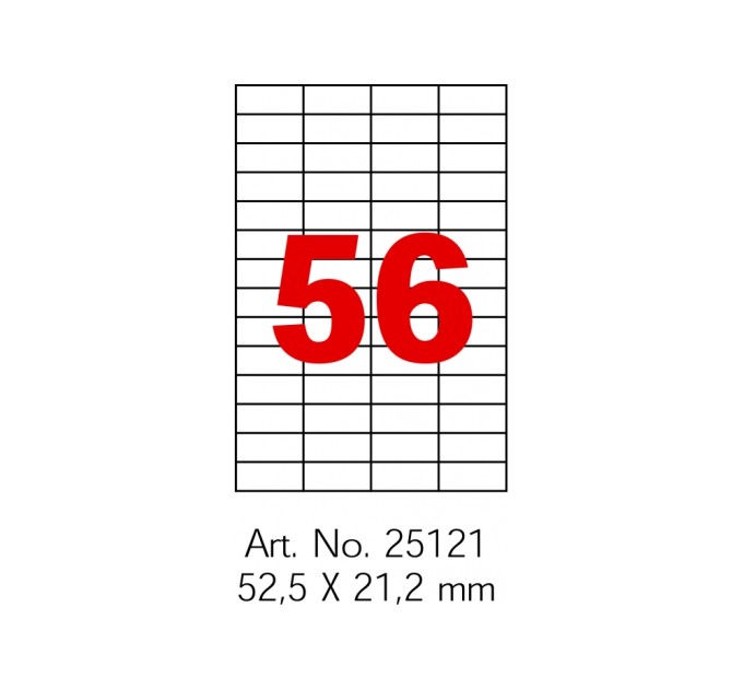 Етикетки самоклеючі, білі, А4, 100 арк/пач, на аркуші 56шт.