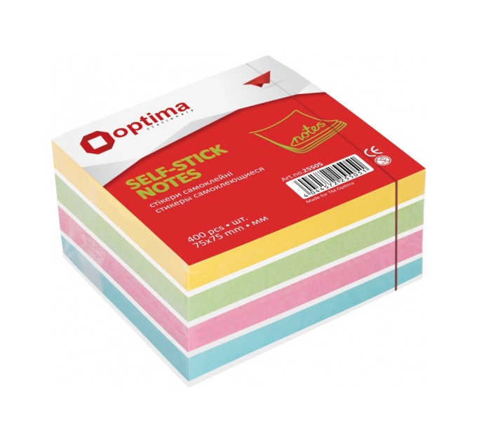 Стікери Optima, 75x75, 4 кольори, 400 арк.