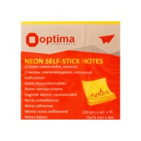 Стікери Optima, 75x75, помаранчеві неон, 100 арк.