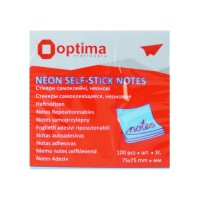 Стікери Optima, 75x75, синій неон, 100 арк.