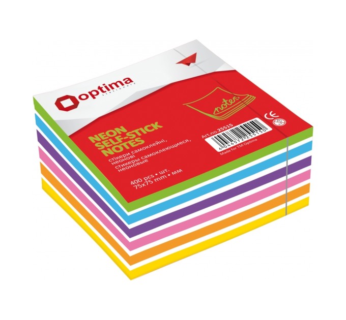Стікери Optima, 75x75, 4 кольори, 400 арк.