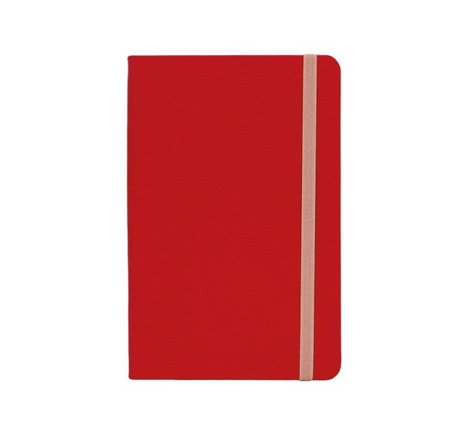 Діловий записник SQUARE, А5, тверда обкладинка, гумка, білий блок клітинка, червоний