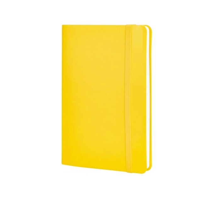 Діловий записник VIVELLA, А5, м’яка обкладинка, гумка, білий блок лінія, жовтий