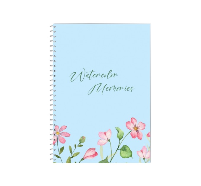 Блокнот Watercolor Memories, А5, обкл. картон, спіраль, 80 арк., кліт.