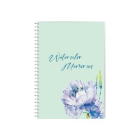 Блокнот Watercolor Memories, А5, обкл. картон, спіраль, 80 арк., кліт.