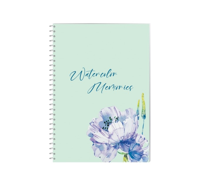 Блокнот Watercolor Memories, А5, обкл. картон, спіраль, 80 арк., кліт.