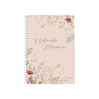 Блокнот Watercolor Memories, А5, обкл. картон, спіраль, 80 арк., кліт.