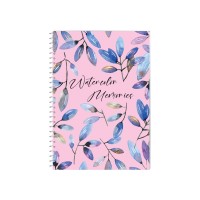 Блокнот Watercolor Memories, А5, обкл. картон, спіраль, 80 арк., кліт.