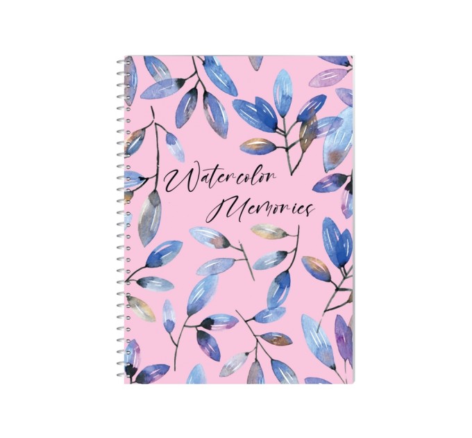 Блокнот Watercolor Memories, А5, обкл. картон, спіраль, 80 арк., кліт.
