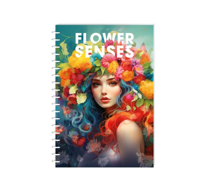 Блокнот Flower Senses, А6, обкл. картон, спіраль, 80 арк., кліт., асорті