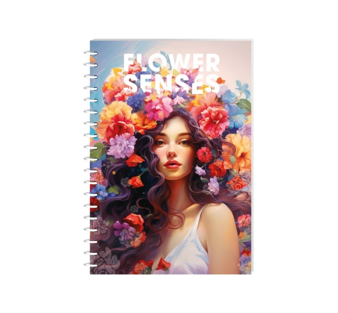 Блокнот Flower Senses, А6, обкл. картон, спіраль, 80 арк., кліт., асорті