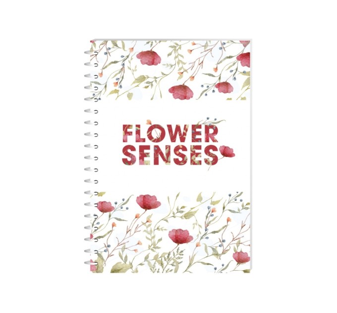 Блокнот Flower Senses, А6, обкл. картон, спіраль, 80 арк., кліт., асорті