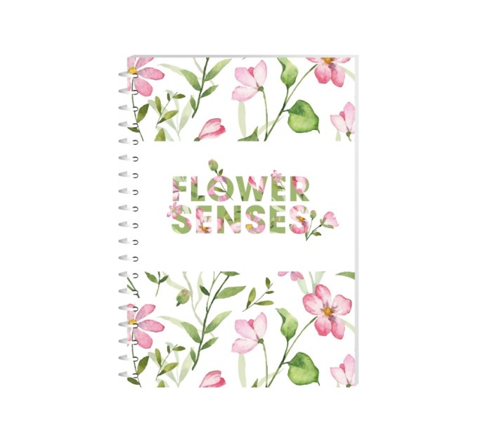 Блокнот Flower Senses, А6, обкл. картон, спіраль, 80 арк., кліт., асорті