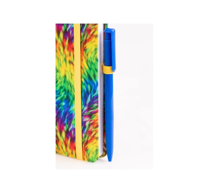 Діловий записник Rainbow, А5, тверда обкладинка текстиль, гумка, блок клітинка