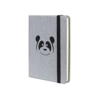 Діловий записник PANDA, А6, тверда обкладинка текстиль, гумка, кремовий блок лінія