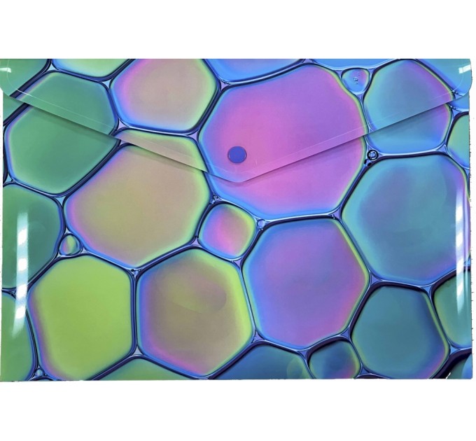 Папка-конверт А4 на кнопці з друком Pastel Bubble, 180 мкм, непрозора, фактура "глянець"