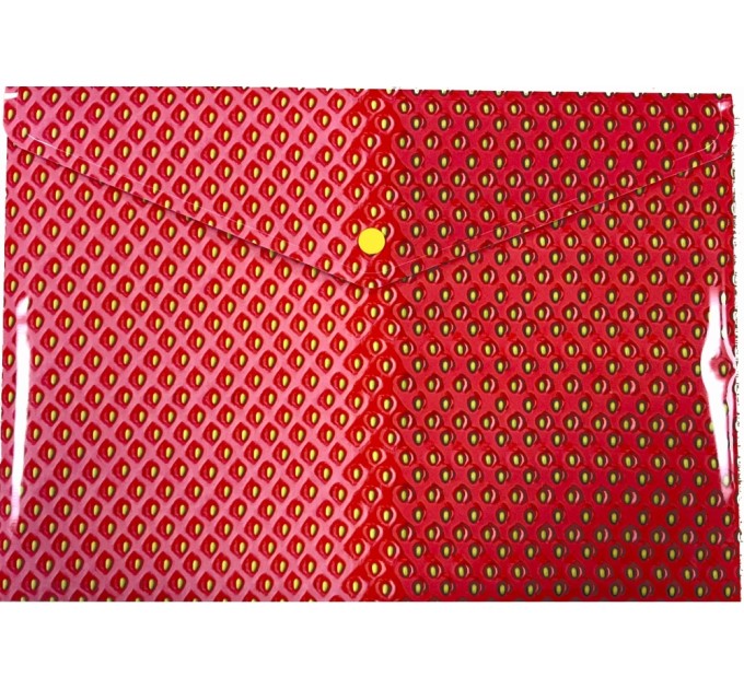Папка-конверт А4 на кнопці з друком Strawberry, 180 мкм, непрозора, фактура "глянець"
