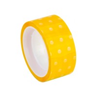 Стрічка клейка канцелярська декоративна 18 мм x 10 м Optima, Dots жовта