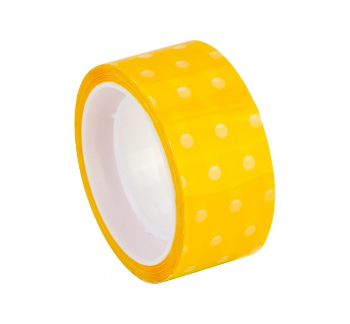 Стрічка клейка канцелярська декоративна 18 мм x 10 м Optima, Dots жовта