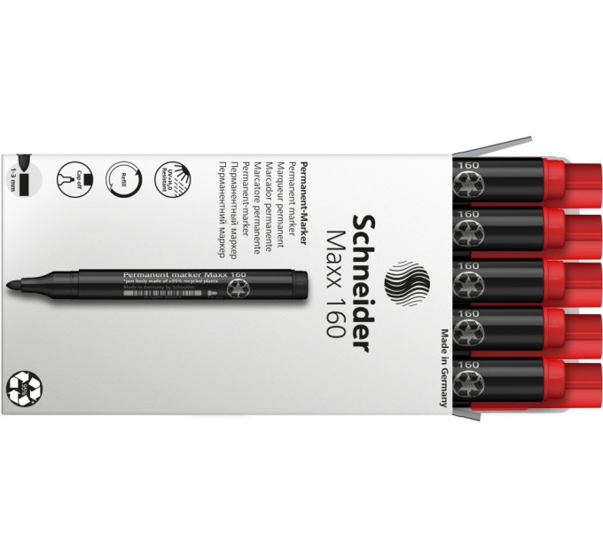 Маркер перманентний (спиртовий) SCHNEIDER MAXX 160 2-3 мм, червоний