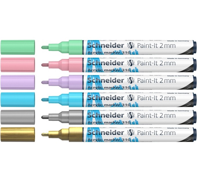 Набір акрилових маркерів для декорат. та художніх робіт SCHNEIDER PAINT-IT 310 2,0 мм, 6 кольорів