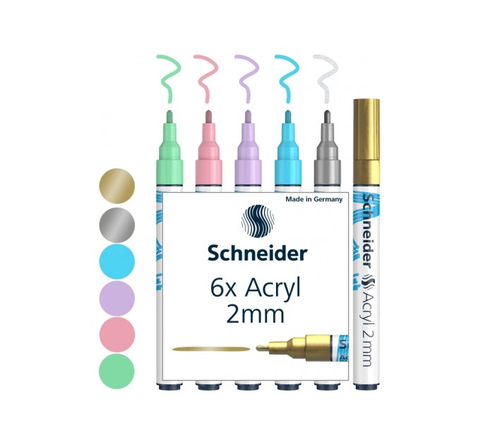 Набір акрилових маркерів для декорат. та художніх робіт SCHNEIDER PAINT-IT 310 2,0 мм, 6 кольорів