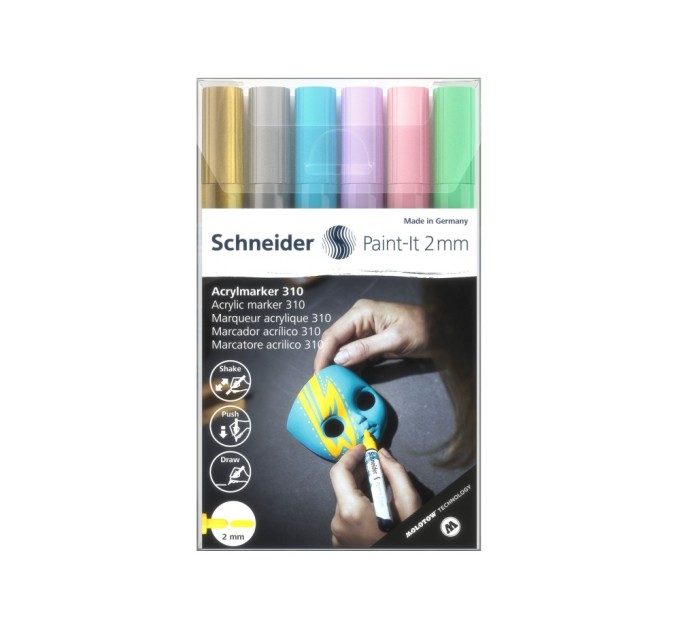 Набір акрилових маркерів для декорат. та художніх робіт SCHNEIDER PAINT-IT 310 2,0 мм, 6 кольорів