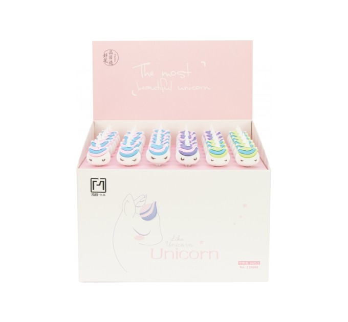 Ручка кулькова гелева Unicorn, пише синім, асорті