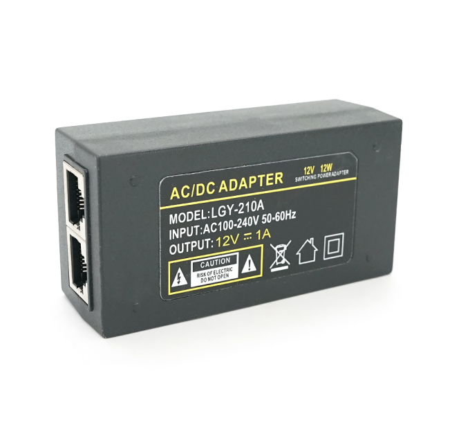 POE інжектор 12V 1A (12Вт) з портами Ethernet 10 / 100 Мбіт / с + кабель живлення