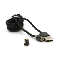 Магнітний кабель PiPo USB 2.0 / Lighting, 2m, 2А, тканинна оплетка, броньований, знімач, Black, BOX