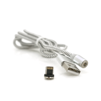Магнітний кабель PiPo USB 2.0 / Lighting, 1m, 2А, тканинна оплетка, броньований, знімач, Silver, BOX