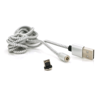 Магнітний кабель PiPo USB 2.0 / Lighting, 2m, 2А, тканинна оплетка, броньований, знімач, Silver, BOX