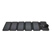 Solar panel 5 Foldings, built-in microUSB cable, Output: 5 / 1,2 А(USB), plastic, Black, Corton box