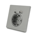Розетка врізна із заземленням, Input: AC:110-250V / 16A, Type-C / USB-виходи, Gray