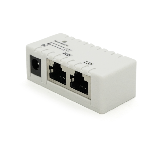 POE інжектор IEEE 802.3af PoE з портом Ethernet 10 / 100 Мбіт / с, White