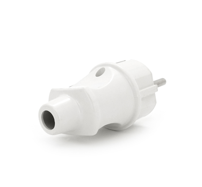 Вилка з заземленням, 16A 250V, A101, White, Q20