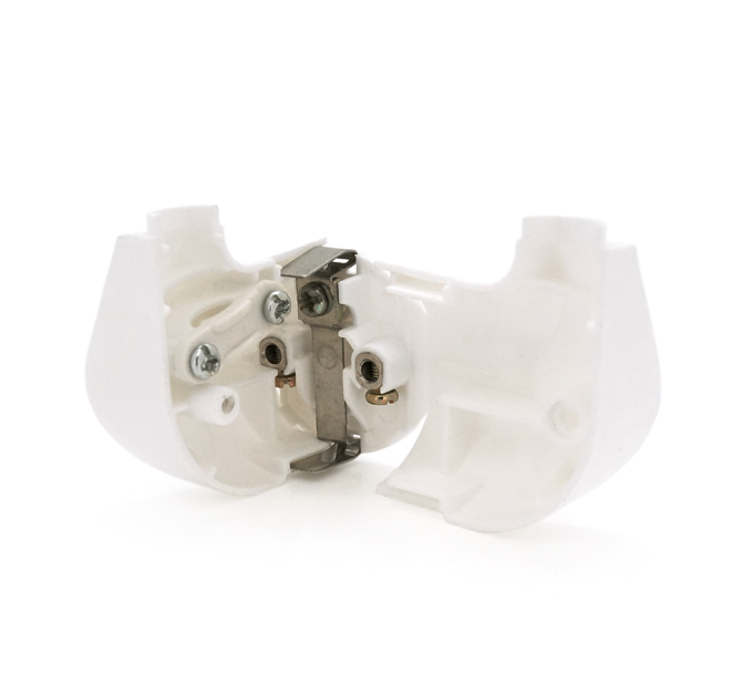 Вилка з заземленням кутова, 16A 250V A105, White, Q24