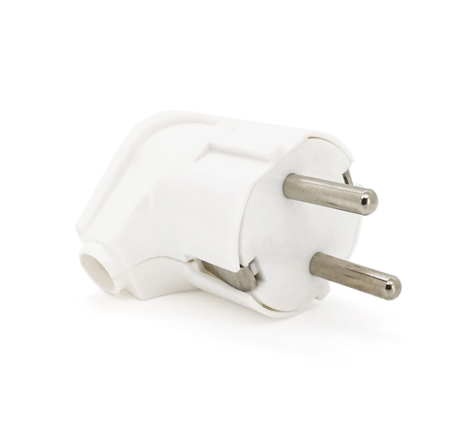 Вилка з заземленням кутова, 16A 250V A105, White, Q24