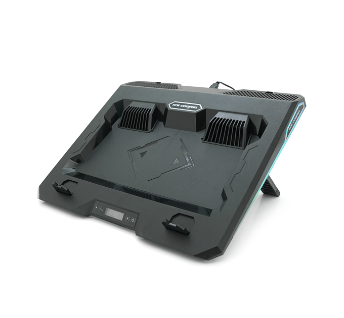 Підставка під ноутбук IceCoorel A3, 10-15.6", 2*60мм 2800±10% RPM, корпус пластик, 2xUSB2.0 + LCD + speed controllers, 400x350x45mm, Black, Box, Q10