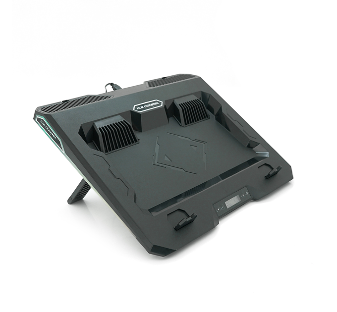 Підставка під ноутбук IceCoorel A3, 10-15.6", 2*60мм 2800±10% RPM, корпус пластик, 2xUSB2.0 + LCD + speed controllers, 400x350x45mm, Black, Box, Q10