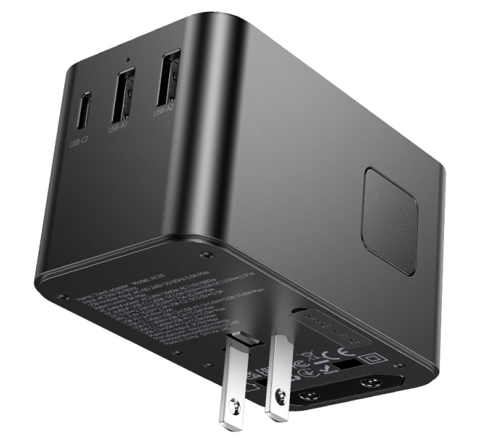 Мережевий фільтр HOCO AC18A на 1 розетку + 2 USB + USB-C, 35W, кабель 1,5 м, 220В, Black, Box