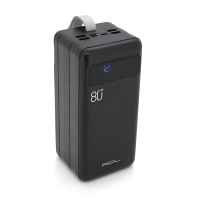 Powerbank ACL PW-54 80000mAh, 4xUSB, 4 кабелі (USB / Micro / Type-C / Lighting), 1,4 кг, Black / White, Box
