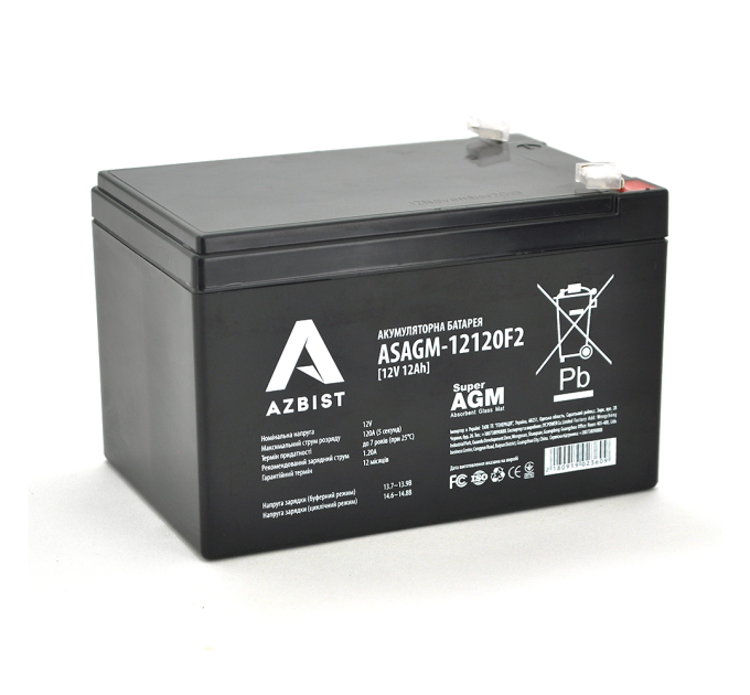Акумулятор AZBIST Super AGM ASAGM-12120F2, Black Case, 12V 12.0Ah (151х98х 95 (101) ) Q6 / 192