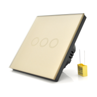 Сенсорний вимикач AOYAN, триканальний, Gold, 86х86х35мм