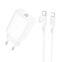 Набір BOROFONE BA21A Pro СЗУ 1xType-C+ кабель Type-C / Lighting, 20W, 1м, White, Blister