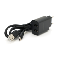Набір BOROFONE BA53A СЗУ 2xUSB+ кабель Type-C, 2.1A, 1м, Black, Blister-box